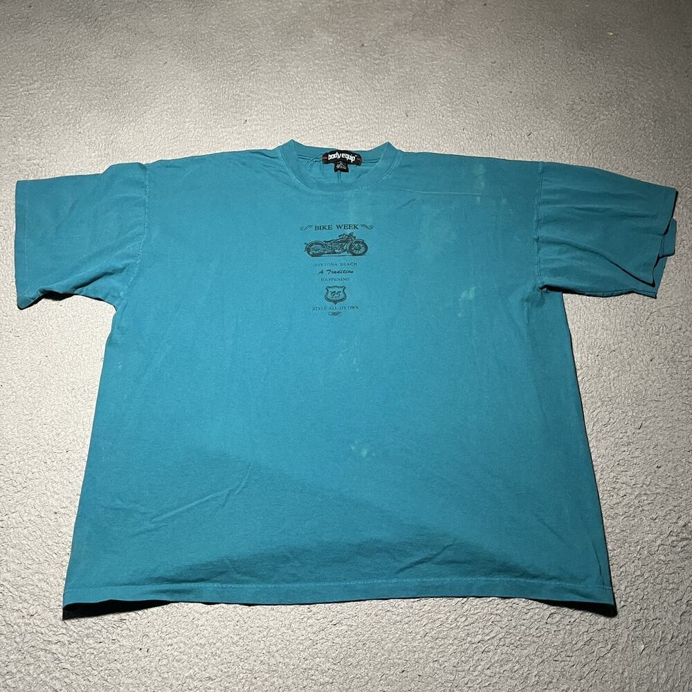 Daytona Beach Bike Week Vintage Bodyequip T Shirt Mens XL Blue Single Stitch USA